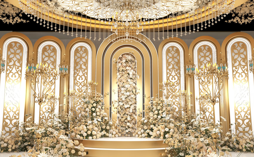 东山香槟色调婚礼堂效果展示